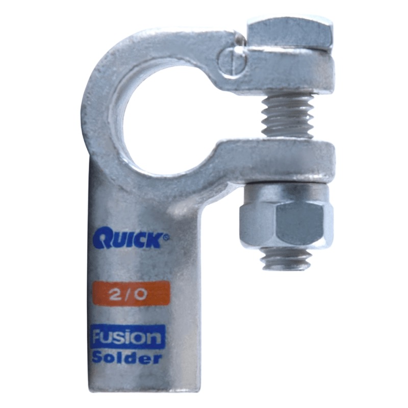 Coude droit Fusion® à baril préchargé pour batterie à bornes standards 2/0 GA négatif orange en cuivre étamé