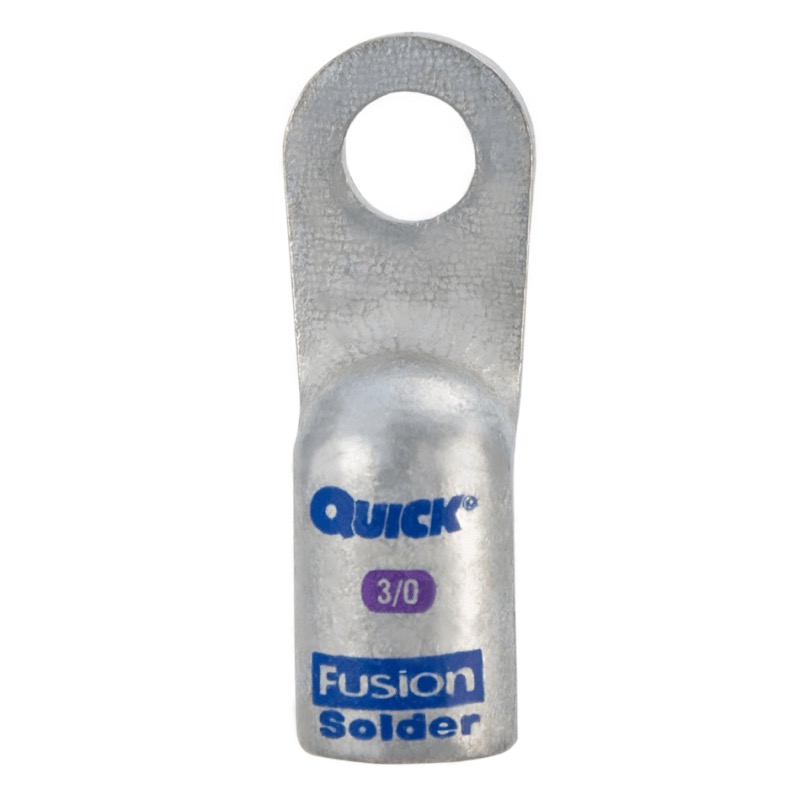 Fusion® stud battery straight lug with preloaded barrel 3/0 GA X 3/8 purple tin plated copper