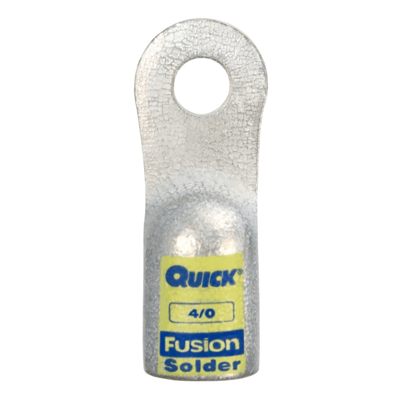 Fusion® stud battery straight lug with preloaded barrel 4/0 GA X 3/8 yellow tin plated copper