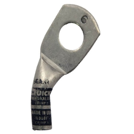 Coude droit extra robuste MagnaLug® pour batterie à bornes filetées 6 GA X 3/8 gris en cuivre étamé