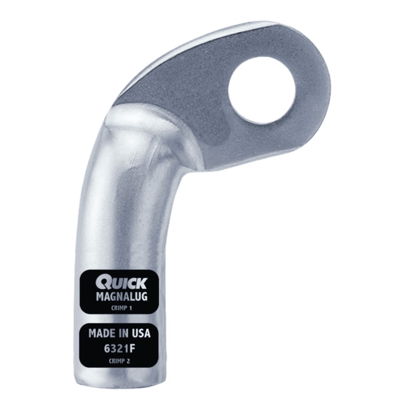 Coude droit extra robuste MagnaLug® pour batterie à bornes filetées 1/0 GA X 3/8 noir en cuivre étamé