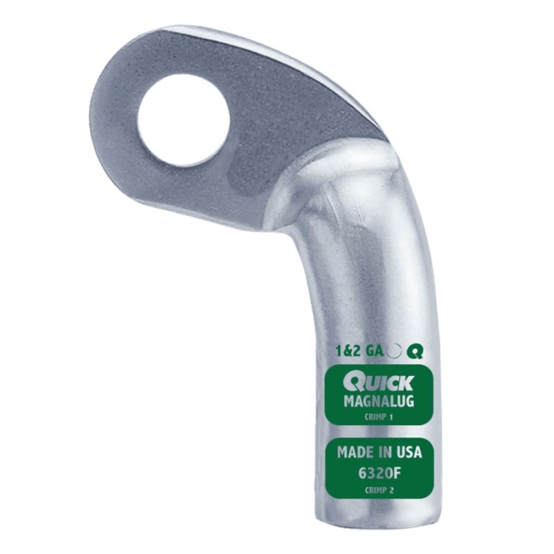 Coude gauche extra robuste MagnaLug® pour batterie à bornes filetées 2-1 GA X 3/8 rose en cuivre étamé