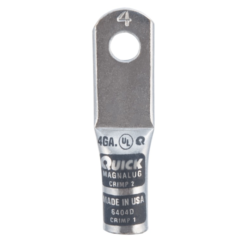 MagnaLug® stud battery straight extra HD lug 4 GA X 1/4 grey tin plated copper