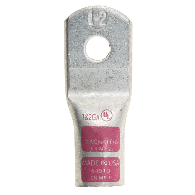 MagnaLug® stud battery straight extra HD lug 2-1 GA X 1/4 pink tin plated copper