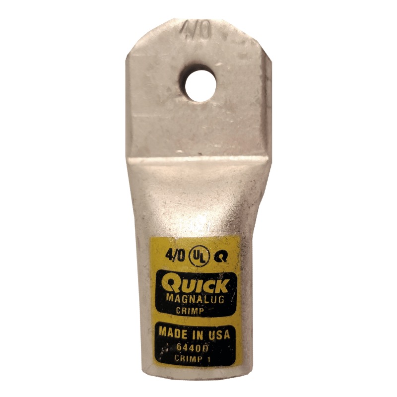 MagnaLug® stud battery straight extra HD lug 4/0 GA X 1/4 yellow tin plated copper