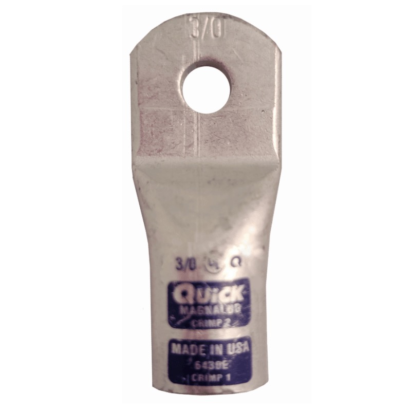 MagnaLug® stud battery straight extra HD lug 3/0 GA X 5/16 purple tin plated copper