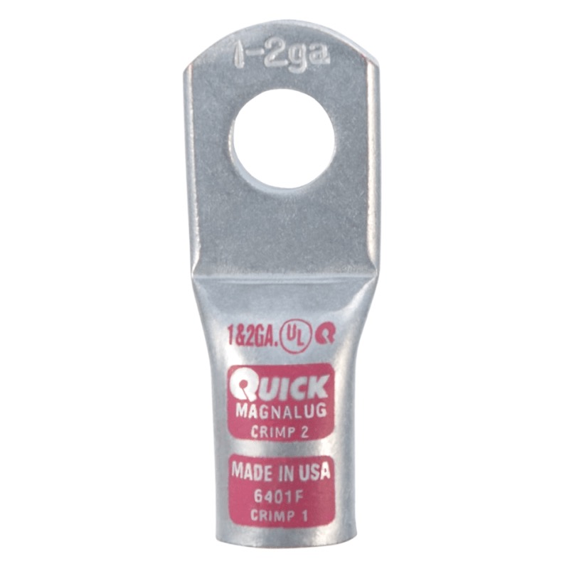 MagnaLug® stud battery straight extra HD lug 2-1 GA X 3/8 pink tin plated copper
