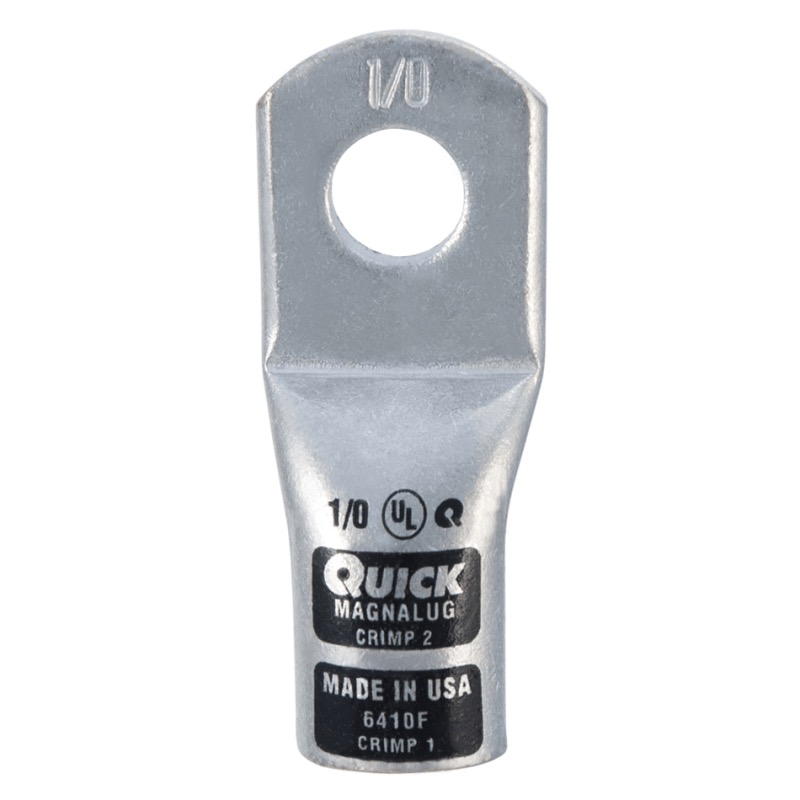 MagnaLug® stud battery straight extra HD lug 1/0 GA X 3/8 black tin plated copper