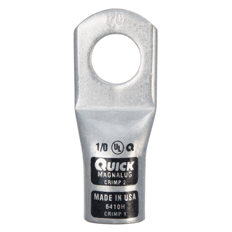 MagnaLug® stud battery straight extra HD lug 1/0 GA X 1/2 black tin plated copper
