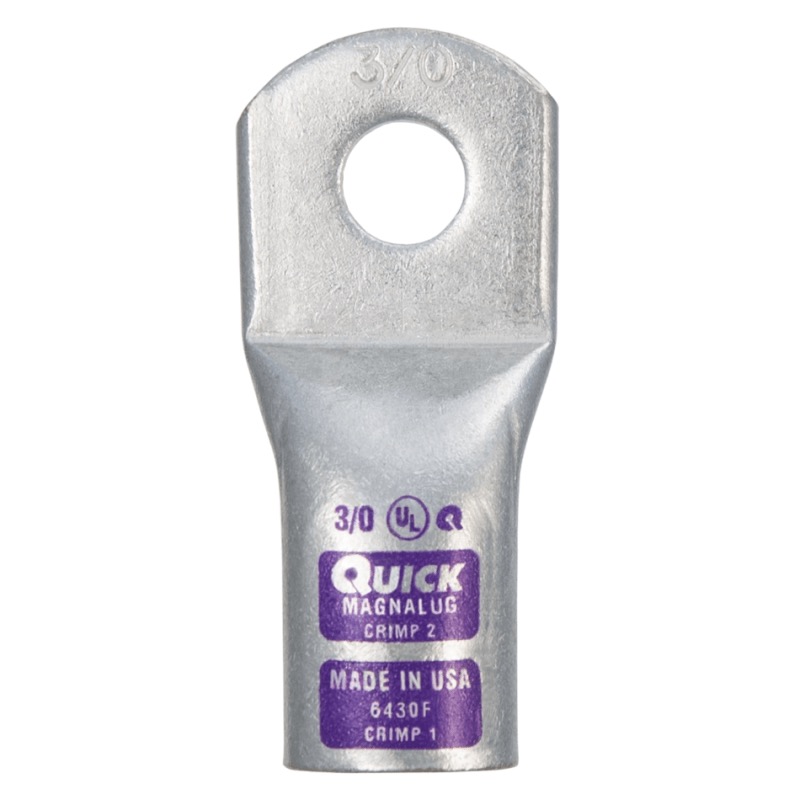 MagnaLug® stud battery straight extra HD lug 3/0 GA X 1/2 purple tin plated copper