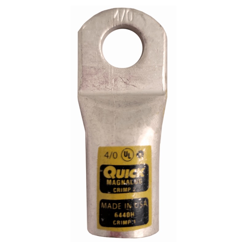 MagnaLug® stud battery straight extra HD lug 4/0 GA X 1/2 yellow tin plated copper