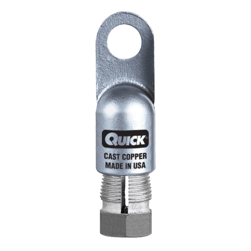 Quick® stud battery straight compression HD lug 1/0 GA X 3/8 black tin plated copper