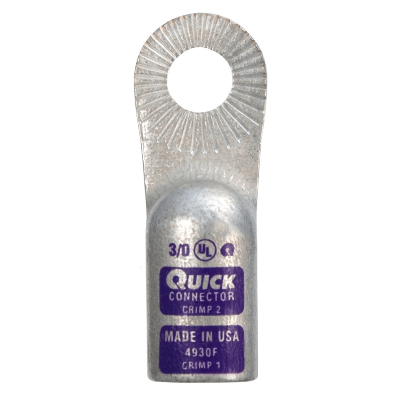 Quick® stud battery straight locking HD lug 3/0 GA X 3/8 purple tin plated copper