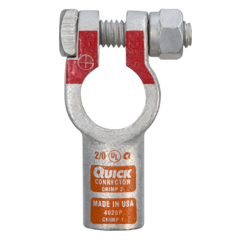 Quick® post battery straight HD terminal 2/0 GA positive orange tin plated copper