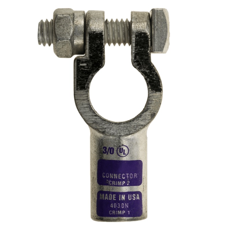 Quick® post battery straight HD terminal 3/0 GA negative purple tin plated copper