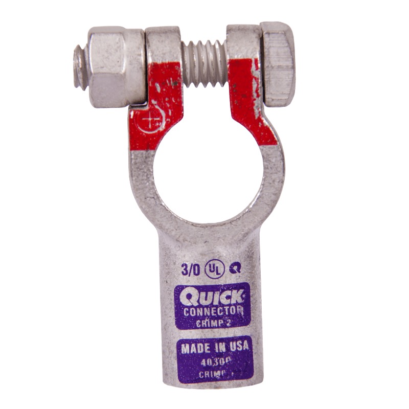 Quick® post battery straight HD terminal 3/0 GA positive purple tin plated copper