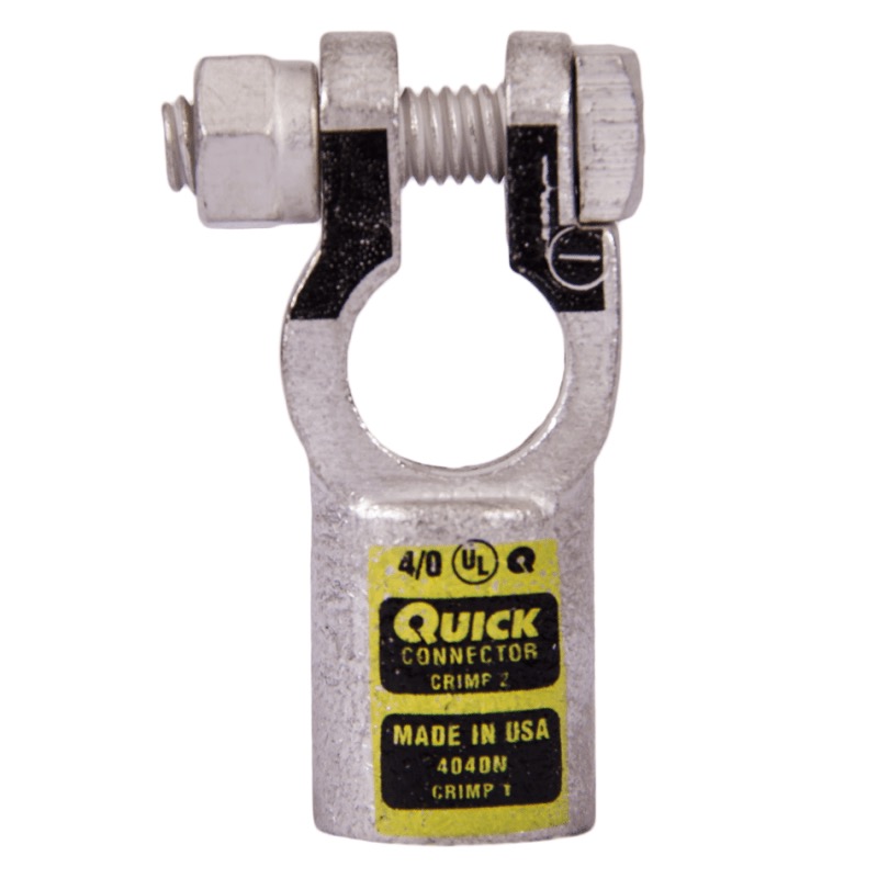 Quick® post battery straight HD terminal 4/0 GA negative yellow tin plated copper