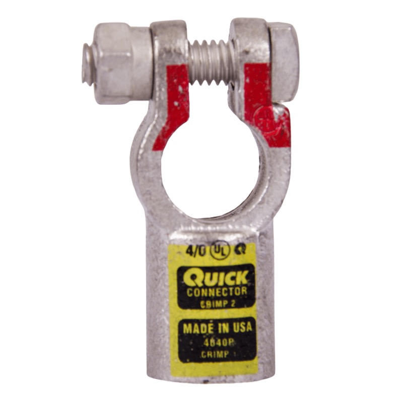 Quick® post battery straight HD terminal 4/0 GA positive yellow tin plated copper