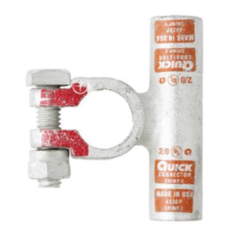Quick® post battery HD flag connector 2/0 GA positive orange tin plated copper