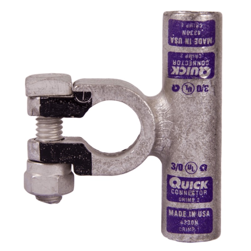 Quick® post battery HD flag connector 3/0 GA negative purple tin plated copper
