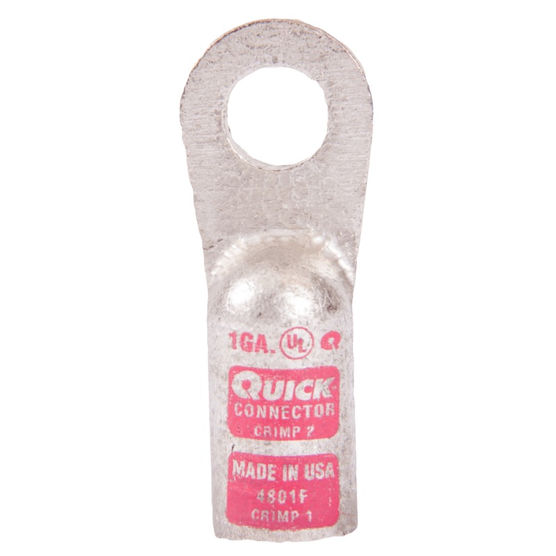 Quick® stud battery straight HD lug 1 GA X 3/8 pink tin plated copper