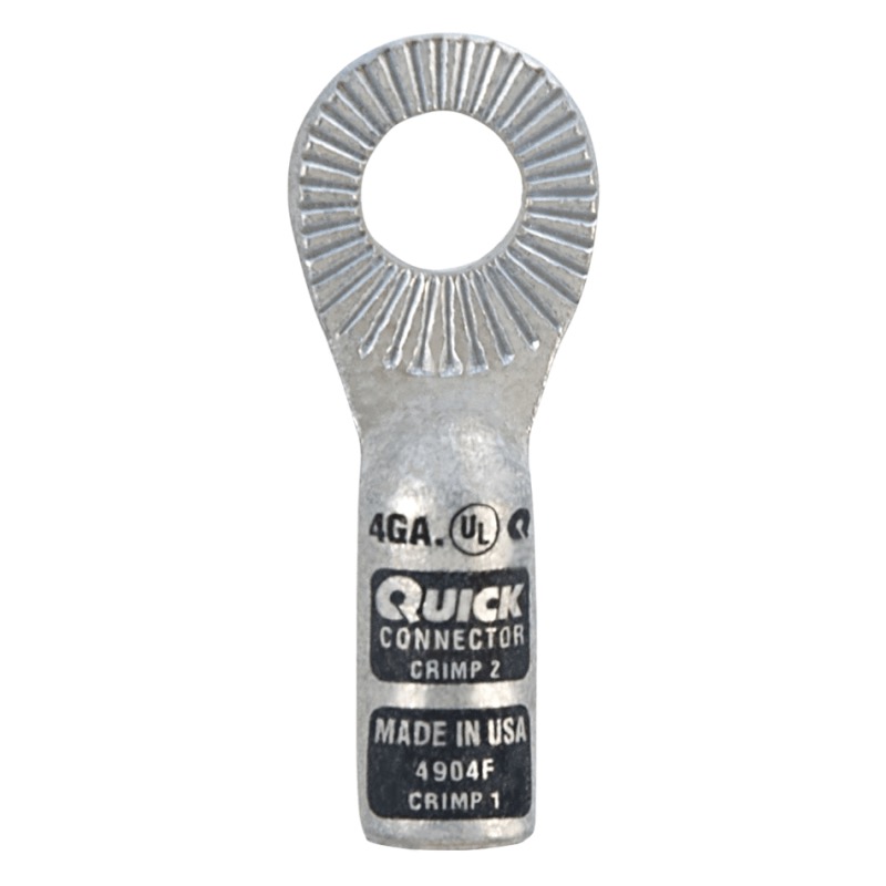 Quick® stud battery straight locking HD lug 4 GA X 3/8 grey tin plated copper