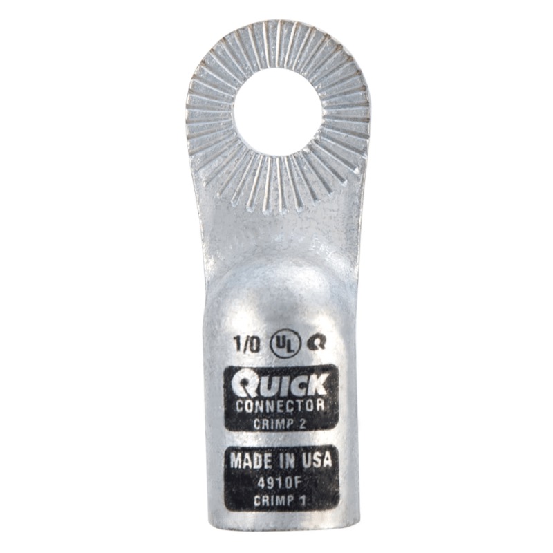 Quick® stud battery straight locking HD lug 1/0 GA X 3/8 black tin plated copper