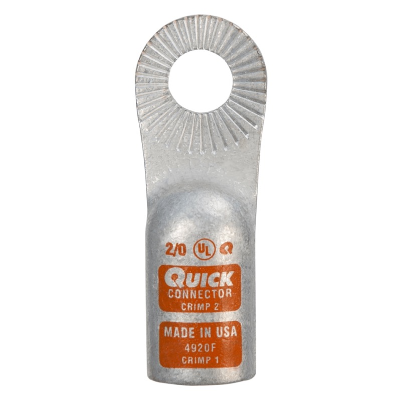 Quick® stud battery straight locking HD lug 2/0 GA X 1/2 orange tin plated copper