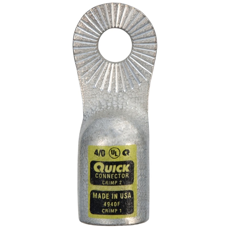 Quick® stud battery straight locking HD lug 4/0 GA X 3/8 yellow tin plated copper