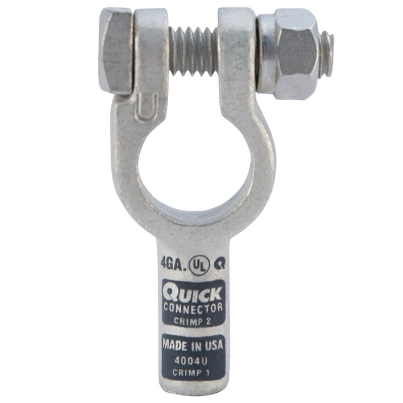 Quick® post battery straight HD terminal 4 GA universal grey tin plated copper