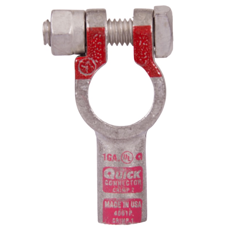 Quick® post battery straight HD terminal 1 GA positive pink tin plated copper