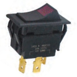 Interrupteur à bascule rectangulaire SPST 20A 12V On-Off 3 lamelles bouton noir avec témoin lumineux rouge