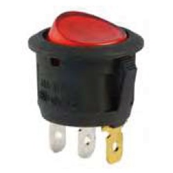 Interrupteur à bascule ronde SPST 20A 12V On-Off 3 lamelles bouton rouge lumineux