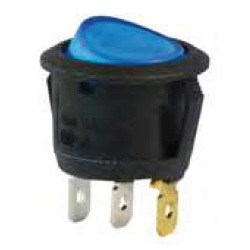 Interrupteur à bascule ronde SPST 20A 12V On-Off 3 lamelles bouton bleu lumineux