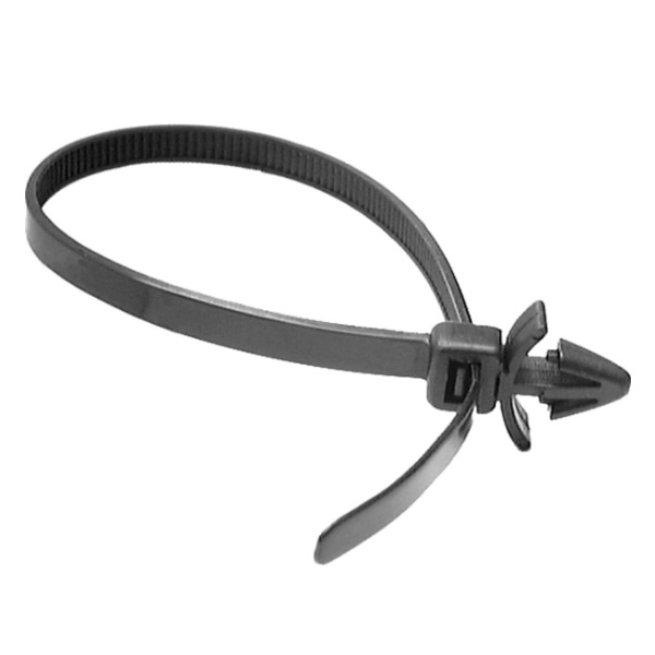 Push mount black nylon cable ties 7.9 in 50 lb