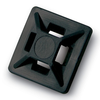 4 way adhesive mounts for cable ties up to 5 mm (0.187 in) wide 3/4 in X 3/4 in black