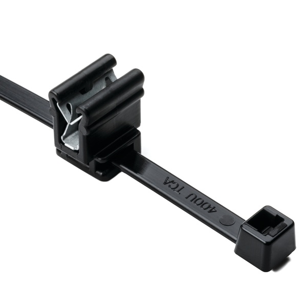 Attaches pour câbles 2 morceaux en nylon noires 8 po 50 lb avec support parallèle pour rebord 1-3 mm