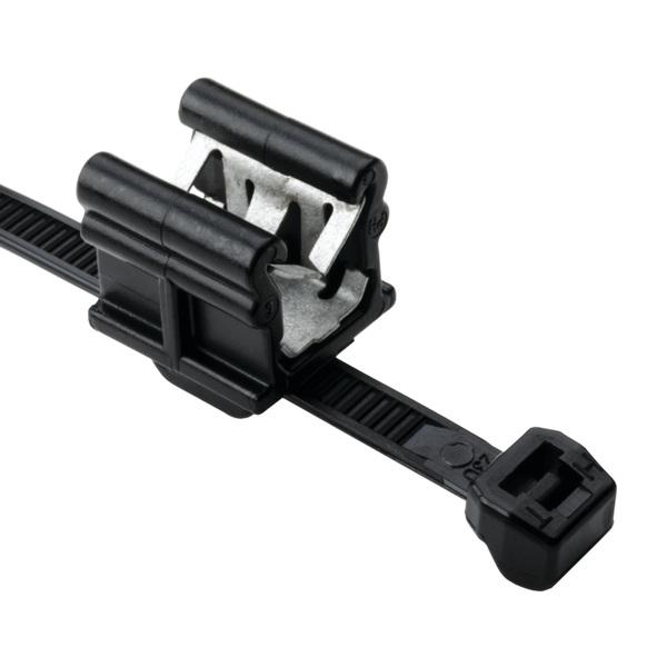 Attaches pour câbles 2 morceaux en nylon noires 8 po 50 lb avec support parallèle pour rebord 3-6 mm