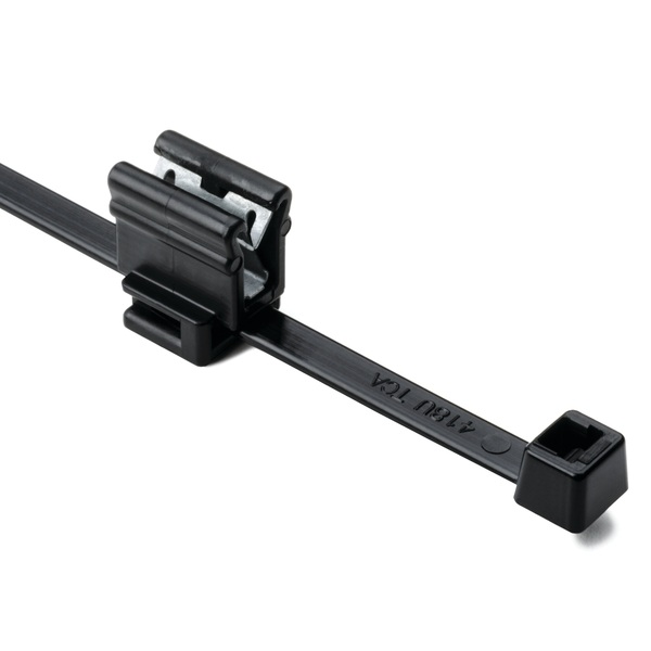 Attaches pour câbles 2 morceaux en nylon noires 8 po 50 lb avec support perpendiculaire pour rebord 1-3 mm