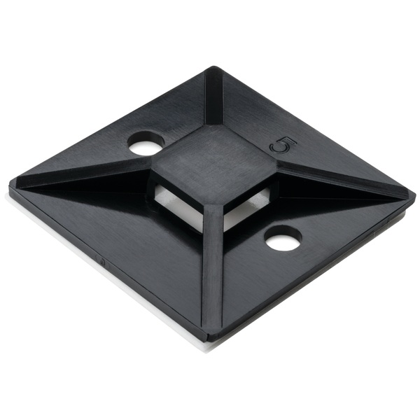 4 way adhesive mounts for cable ties up to 12.7 mm (0.500 in) wide 1-1/2 in X 1-1/2 in black