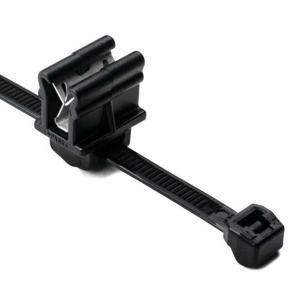 Attaches pour câbles 2 morceaux en nylon noires 6 po 50 lb avec support perpendiculaire pour rebord 1-3 mm