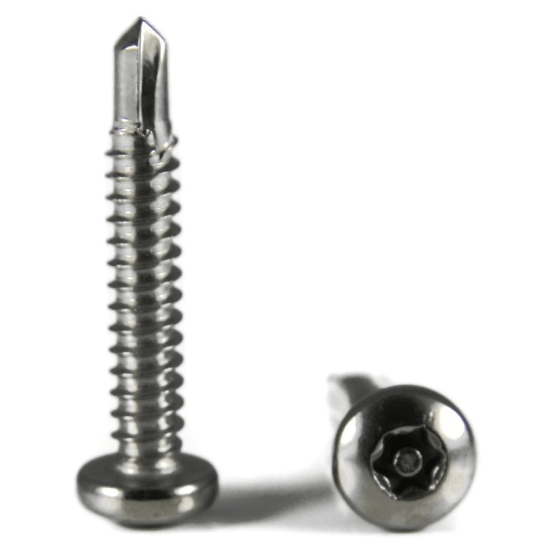 Tamper-resistant self-drilling screw round head Torx drive #8 X 1/2 stainless steel