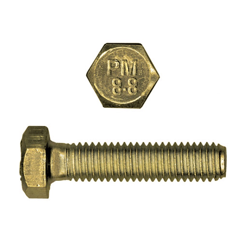 Boulon hex M4 X 0.70 X 12mm UNC classe 8.8 DIN 933 zinc jaune (FT)