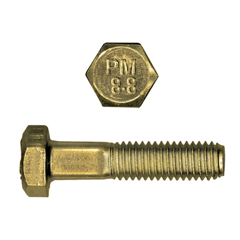 Boulon hex M6 X 1.00 X 50mm UNC classe 8.8 DIN 931 zinc jaune (PT)