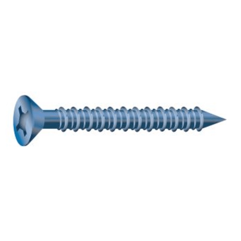 Vis à béton tête plate prise Phillips® 3/16 X 1-1/4 revêtement bleu