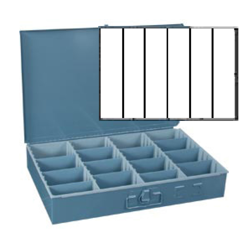 LARGE GREEN CASE WITH 6 SECTIONS VERTICAL