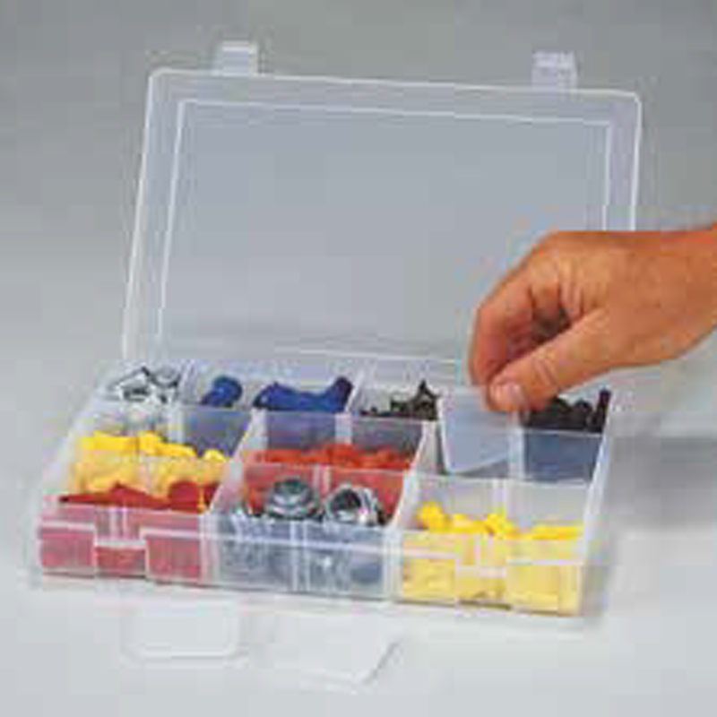COFFRET DE PLASTIQUE 6 CASES LARGE CLAIR