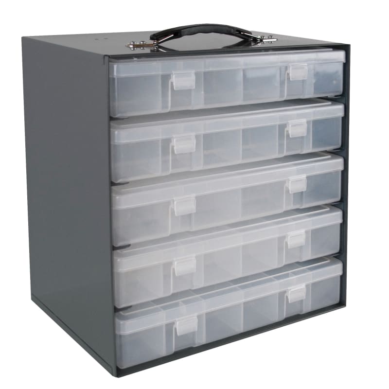 COFFRE GRIS POUR 5 COFFRETS DE PLASTIQUE