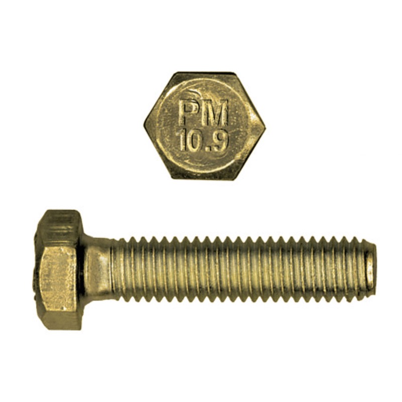 Boulon hex M6 X 1.00 X 20mm UNC classe 10.9 DIN 933 zinc jaune (FT)