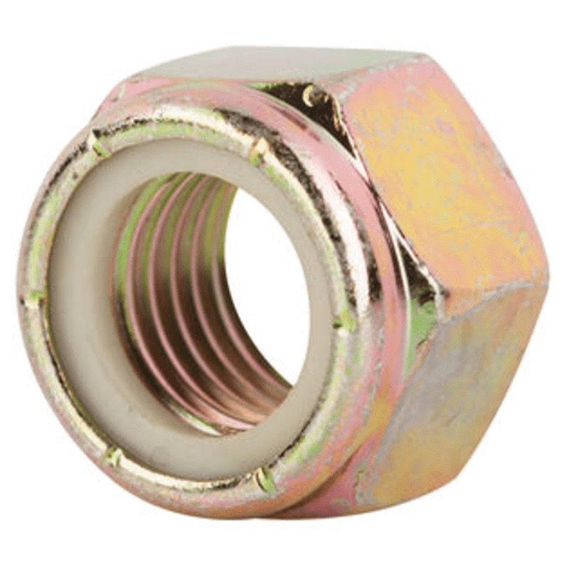 Nylon insert hex lock nut 1/4-20 UNC G8 yellow zinc